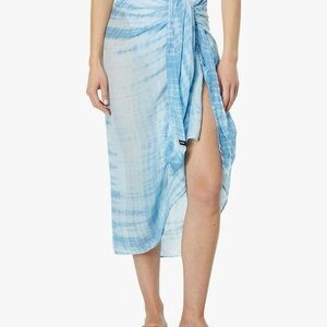 prAna Stellium Tie Dye Indigo Blue Swim Coverup Semi Sheer Beachwear Sarong